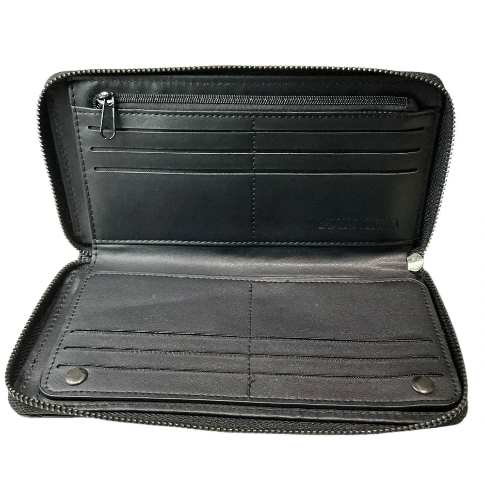 Badgley Mischka Black Textured Vegan Leather Wallet with Flap Pocket - Picture 5 of 6